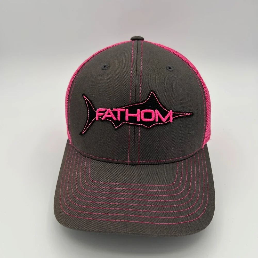 Fathom Offshore Trucker Hat Womens OS Gray Pink Mesh Fishing Outdoor Style
